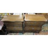 2 small shaped oak 3 drawer chests