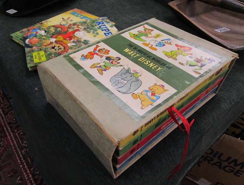 Set of 4 Walt Disney books in original case & 2 Rupert annuals