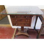 Mahogany pedestal table with 3 drawers - W: 75cm D: 47cm H: 84cm