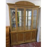 Large inlaid display cabinet with lights - W: 150cm D: 42cm H: 216cm