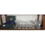 Collection of glasses to include pair of boxed Thomas Webb wine glasses