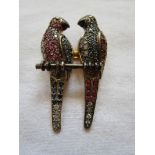 Ruby, sapphire & diamond bird brooch