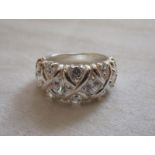 Silver stone set ring