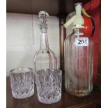 Original 1960's Schweppes soda syphon, decanter and 2 glasses