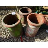 3 terracotta chimney pots