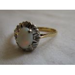18ct gold opal & diamond cluster ring