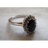 18ct white gold sapphire & diamond cluster ring