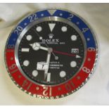 Reproduction Rolex (GMT Master II) advertising clock with sweeping second hand - D: 34cm