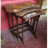 Burr walnut nest of 3 tables