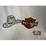 2 small reproduction enamel signs - Harley Davidson & El Paso Texas