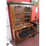 Early Victorian mahogany secretaire bookcase - W: 110cm D: 50cm H: 200cm