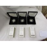 3 Tom Kitten 2017 UK 50p silver proof coins - Black box edition - COA 490, 491 & 492
