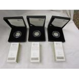 3 Tom Kitten 2017 UK 50p silver proof coins - Black box edition - COA 487, 488 & 489