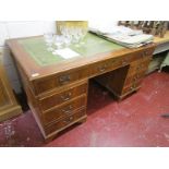 Large yew leather top pedestal desk