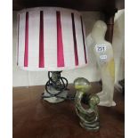 2 abstract marble figures and rock lamp