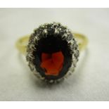 18ct diamond & garnet cluster ring