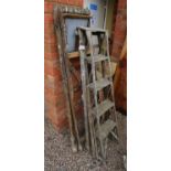 2 vintage wooden step ladders
