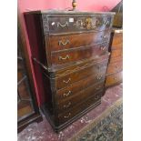 Inlaid mahogany chest on chest - H: 141cm W: 94cm D: 54cm