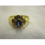 18ct diamond & sapphire cluster ring