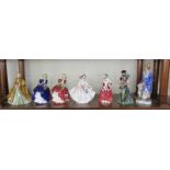 Collection of Royal Doulton figurines and clown figurine