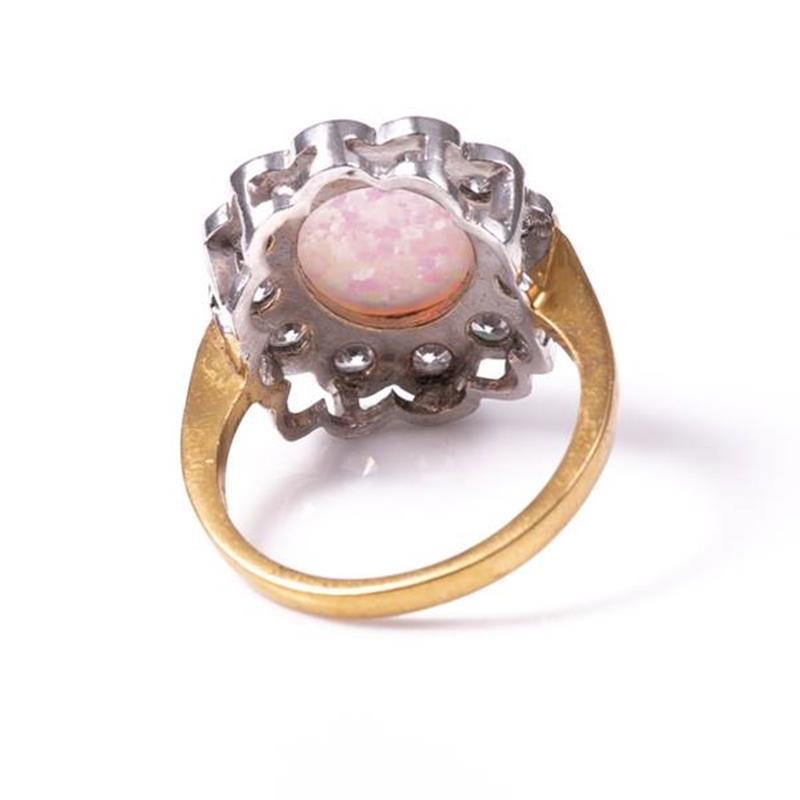 18ct silver-gilt opal (3ct) & paste cluster ring - Image 3 of 6