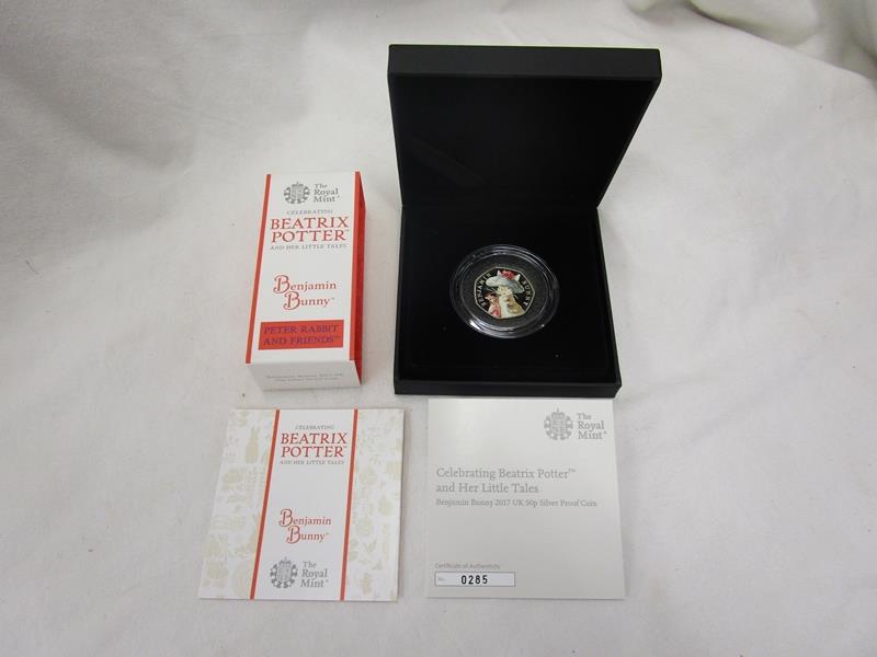 Royal Mint Benjamin Bunny silver proof 50 pence coin - Beatrix Potter 2018 - Black box edition