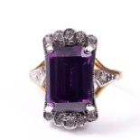 18ct silver-gilt amethyst & paste Art Deco style ring