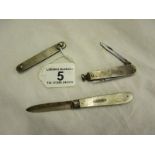 3 silver fruit knives