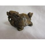 Netsuke - Signed - Wooden turtle of Foo!