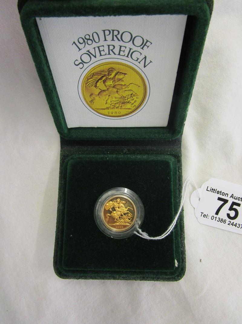 1980 gold proof sovereign with COA & box