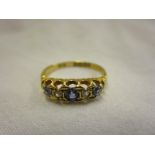 18ct gold antique diamond and sapphire ring