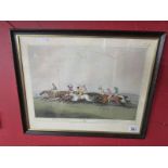 Horse racing etching