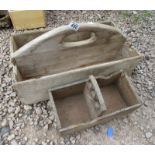 2 rustic wooden trugs