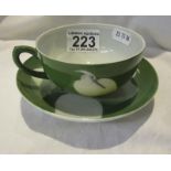 Japanese cup and saucer depicting cranes