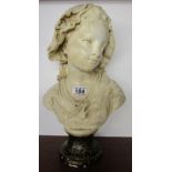 Plaster bust of lady - H: 44cm