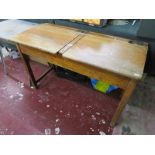 Vintage oak double school desk