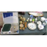 Collectables to include cased Sheffield plate place set, Mikado tea set and Spode