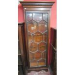 Glass front mahogany display cabinet - H: 198cm W: 75cm D: 30cm