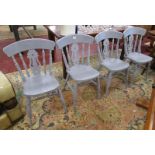 Set of four painted grey dining chairs