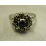 18ct white gold sapphire & diamond cluster ring