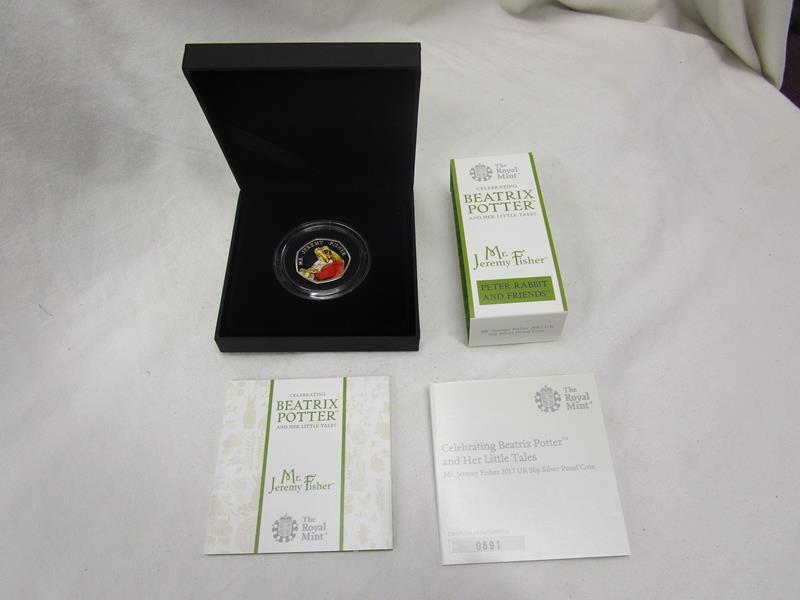 Royal Mint Jeremy Fisher silver proof 50 pence coin - Beatrix Potter 2018 - Black box edition