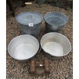 2 jam pans, 2 galvanised buckets & 28 pound weight