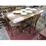 Oak drawer leaf table and 4 chairs