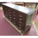 25 drawer brass mounted haberdashery cabinet - W: 183cm D: 49cm H: 91cm