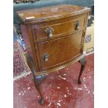 Walnut bedside cabinet on cabriole legs