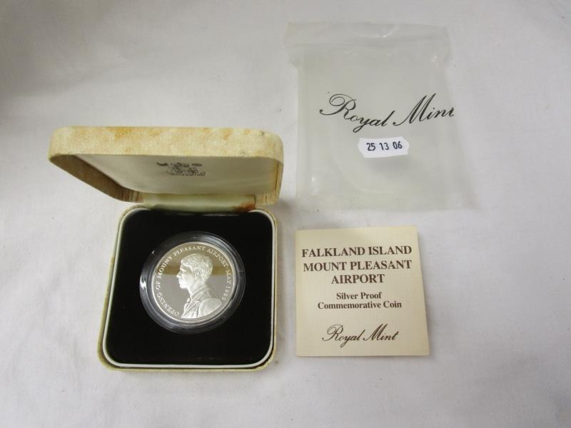 Royal Mint Falkland Island Mount pleasant airport silver proof commemorative coin