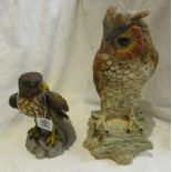 2 bird of prey figurines to include owl