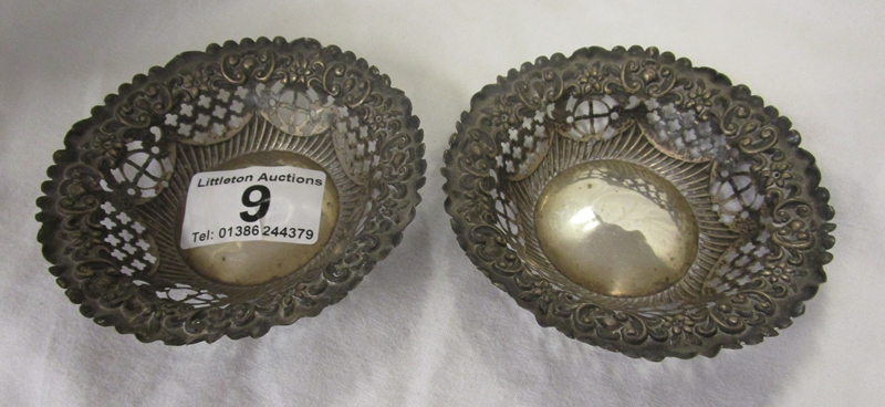 Pair of hallmarked silver bon bon dishes