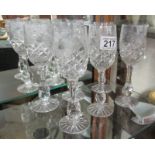 Fine set of 6 crystal wine glasses
