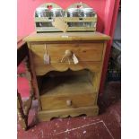 Pine bedside cabinet - H: 73cm W: 54cm D: 32cm